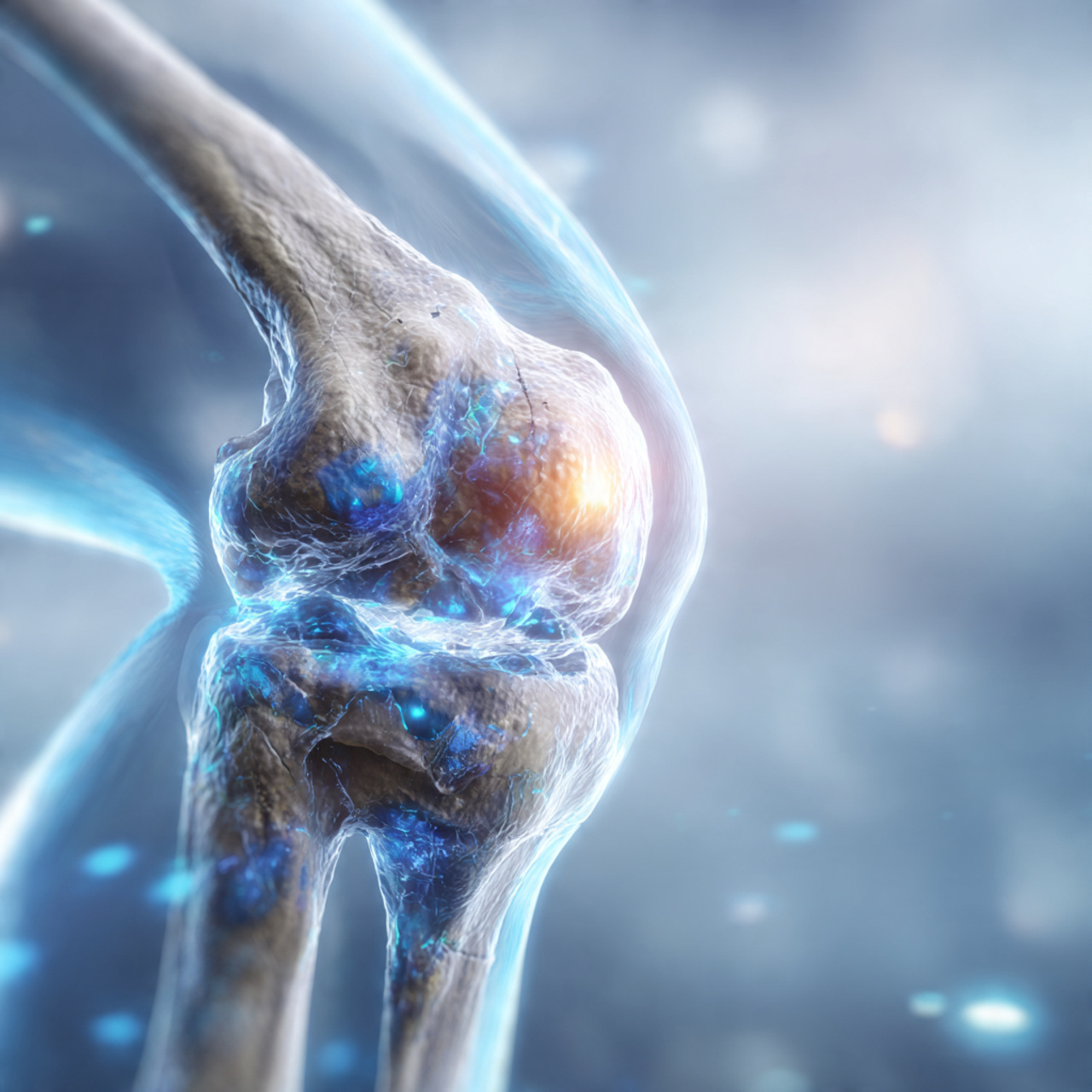 ultra realistic close up of a human knee joint wit